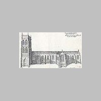 Bangor Cathedral, image  National Library of Wales on Wikipedia.jpg